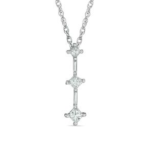 1/4 CT. T.W. Princess-Cut Diamond Linear Three Stone Stick Pendant